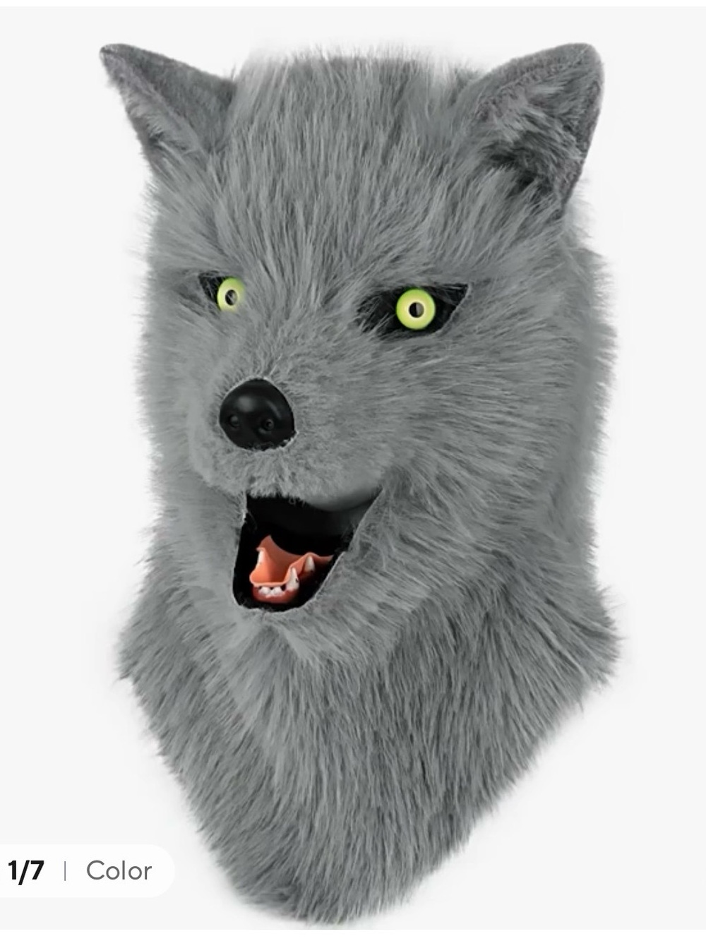 Plush Gray Wolf Dog mask. Very real. Mouth moves. Halloween 🎃